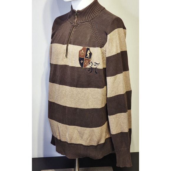 Disney Store Grumpy Crest 1/4 Zip Sweater Mens Large Brown Embroidered Pullover - Picture 4 of 11
